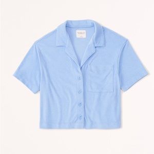Abercrombie & Fitch Women’s Blue Towel Terry Button-Through Shirt Size Small